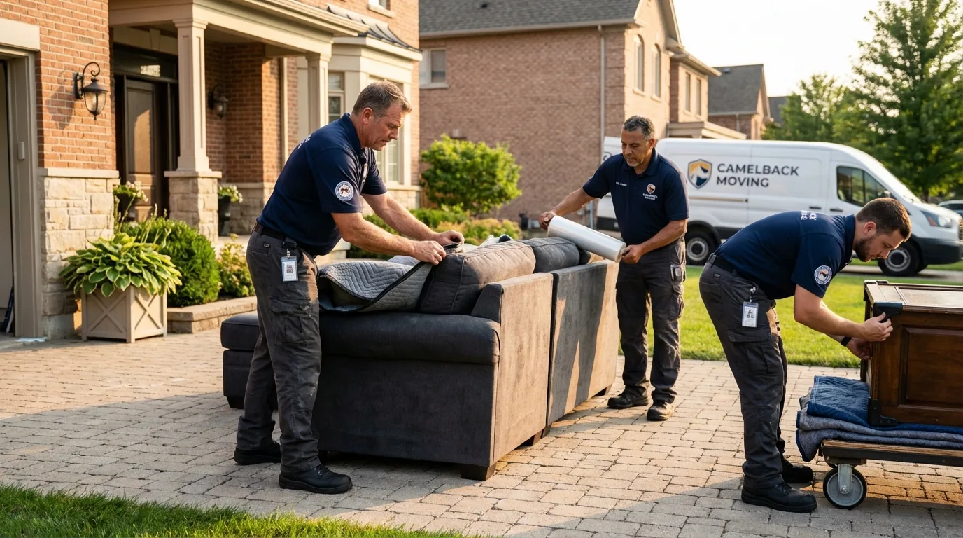 Large estate moving crew wrapping furniture in El Dorado Springs, MO
