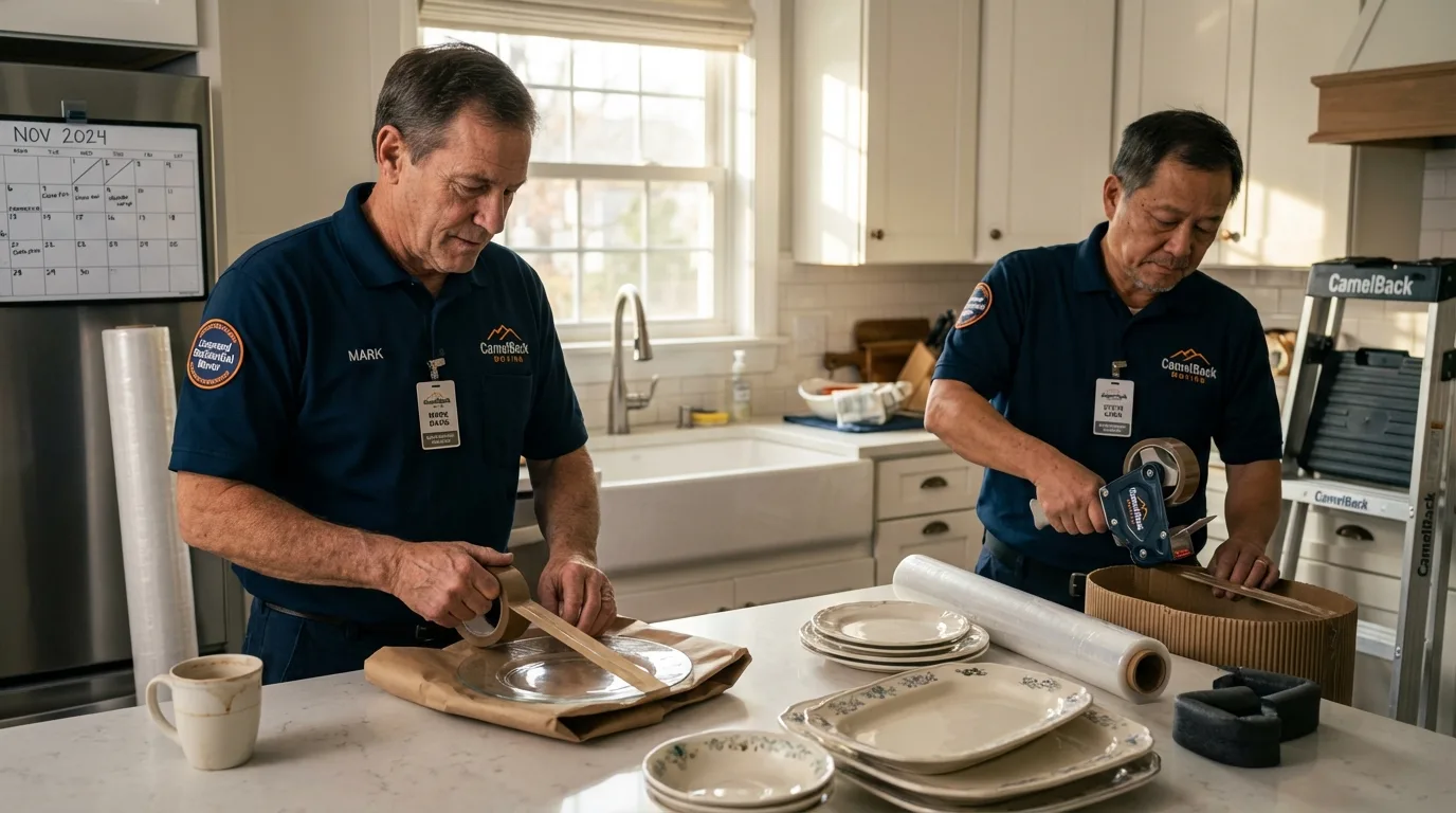 Professional crew packing kitchen dishware in El Dorado Springs, MO